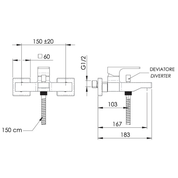 Смеситель для ванны Remer Absolute AU02NP Никель брашированный Смеситель для ванны Remer Absolute AU02NP Никель брашированный