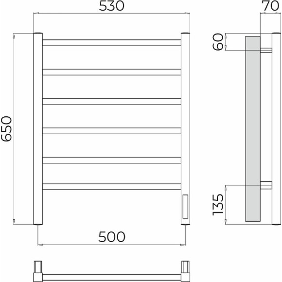 Электрический полотенцесушитель Terminus Ватикан П6 500х650 4670078544445 Хром