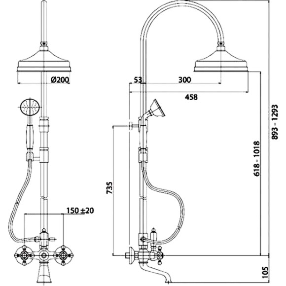 Душевая система Cezares Golf-CVD-02-Bi Бронза