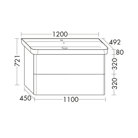 Тумба с раковиной Burgbad Iveo 120 SFEN120F2833G0161C0001*1 подвесная Белая глянцевая