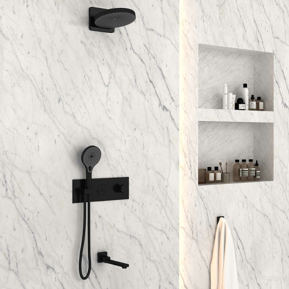 Душевая система Vincea Inspire VSFW-432TI1MB с термостатом Черная матовая