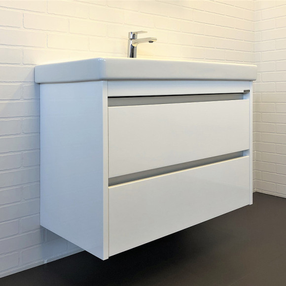 Тумба с раковиной Comforty Дублин 90 00-00005213 подвесная Белая глянцевая Тумба с раковиной Comforty Дублин 90 00-00005213 подвесная Белая глянцевая