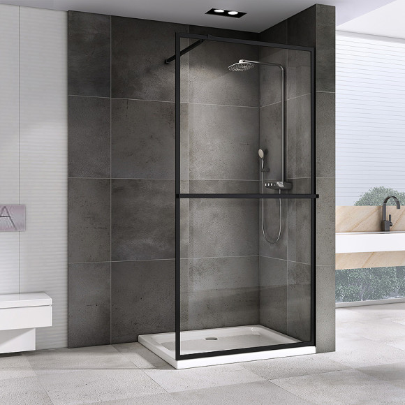 Душевая перегородка Abber Immer Offen 90 AG60090B профиль Черный стекло прозрачное Душевая перегородка Abber Immer Offen 90 AG60090B профиль Черный стекло прозрачное