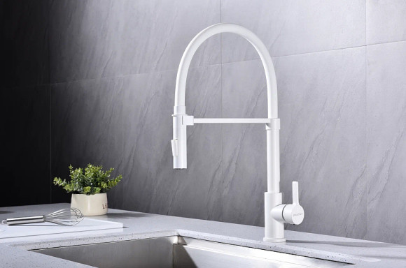 Смеситель для кухни Paulmark Halt Ha214021-431 Белый матовый