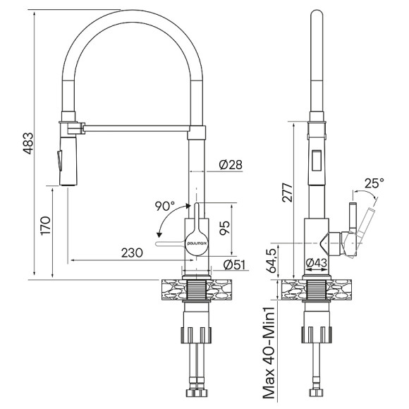 Смеситель для кухни Paulmark Halt Ha214021-431 Белый матовый