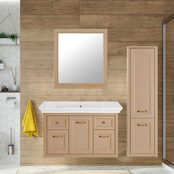 Комплект мебели для ванной ASB-Woodline Толедо 105 Капучино Комплект мебели для ванной ASB-Woodline Толедо 105 Капучино