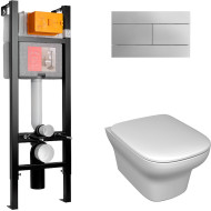 Комплект унитаза с инсталляцией Jacob Delafon Vox E21770RU-00 с сиденьем Микролифт и клавишей смыва Хром Комплект унитаза с инсталляцией Jacob Delafon Vox E21770RU-00 с сиденьем Микролифт и клавишей смыва Хром