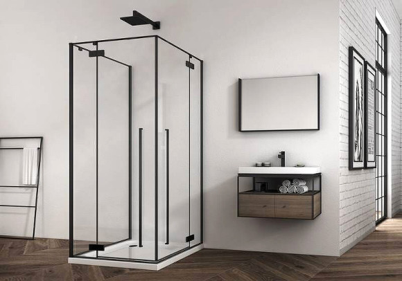 Душевой уголок Abber Eins 90х90 AG06099B профиль Черный стекло прозрачное Душевой уголок Abber Eins 90х90 AG06099B профиль Черный стекло прозрачное