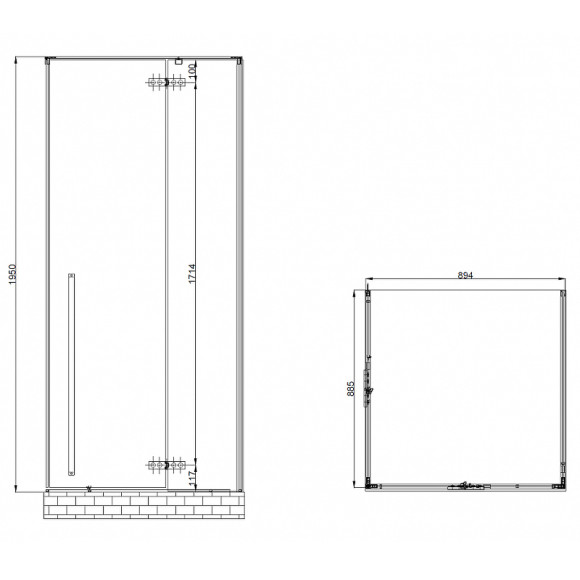 Душевой уголок Abber Eins 90х90 AG06099B профиль Черный стекло прозрачное Душевой уголок Abber Eins 90х90 AG06099B профиль Черный стекло прозрачное