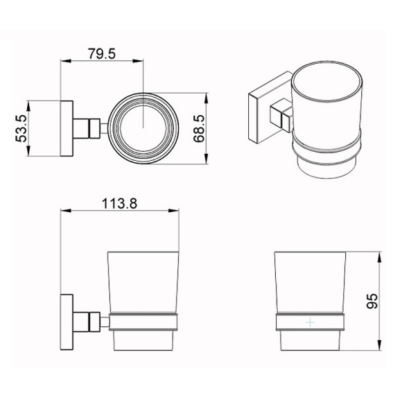 Стакан для зубных щеток Azario Rina AZ-87006 Хром Стакан для зубных щеток Azario Rina AZ-87006 Хром
