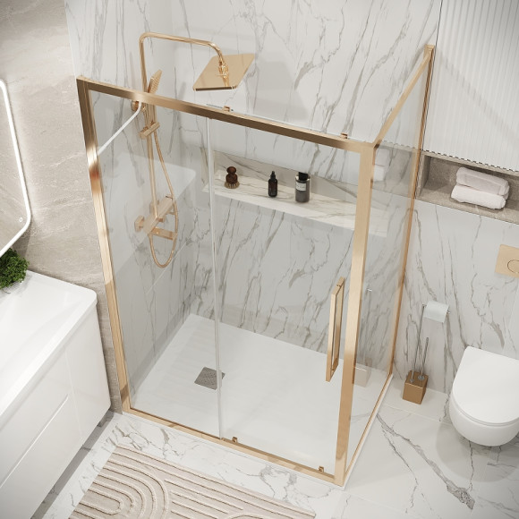 Душевой уголок Grossman Cosmo 130х90 120.K33.02.1390.32.00 профиль Золото сатин стекло прозрачное