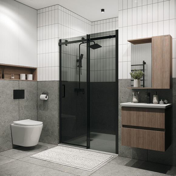 Душевая дверь Grossman Classic 110 100.K33.04.110.21.10 профиль Черный матовый стекло тонированное Душевая дверь Grossman Classic 110 100.K33.04.110.21.10 профиль Черный матовый стекло тонированное