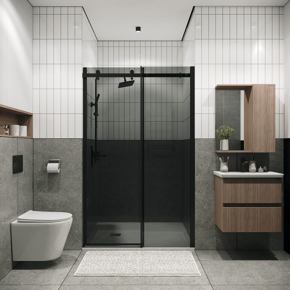 Душевая дверь Grossman Classic 110 100.K33.04.110.21.10 профиль Черный матовый стекло тонированное Душевая дверь Grossman Classic 110 100.K33.04.110.21.10 профиль Черный матовый стекло тонированное