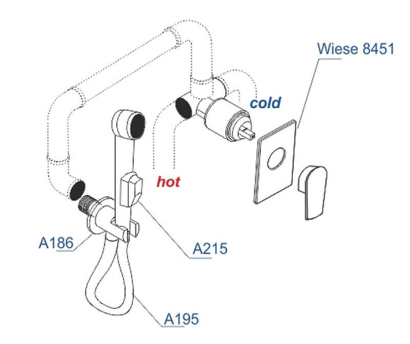 Гигиенический душ со смесителем WasserKRAFT A84095 Оружейная сталь Гигиенический душ со смесителем WasserKRAFT A84095 Оружейная сталь
