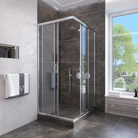 Душевой уголок Veconi Rovigo RV-113 90x90 RV113-90-01-C4 профиль Хром стекло прозрачное Душевой уголок Veconi Rovigo RV-113 90x90 RV113-90-01-C4 профиль Хром стекло прозрачное