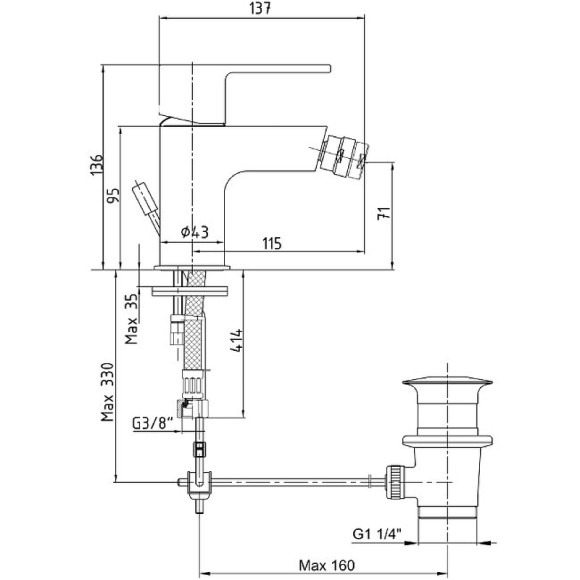 Смеситель для биде E.C.A. Nita 102110151EX Хром Смеситель для биде E.C.A. Nita 102110151EX Хром