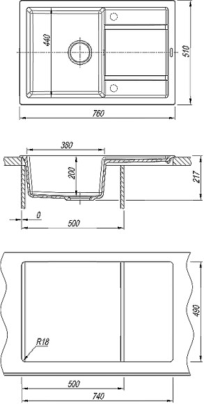 Кухонная мойка Florentina Липси-760 20.160.D0760.302 Антрацит Кухонная мойка Florentina Липси-760 20.160.D0760.302 Антрацит