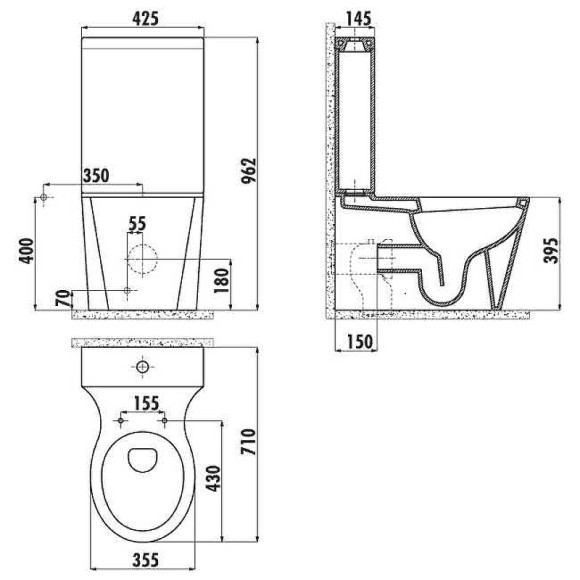 Унитаз компакт Creavit Amorf AF310.00100 Белый без бачка и сиденья Унитаз компакт Creavit Amorf AF310.00100 Белый без бачка и сиденья