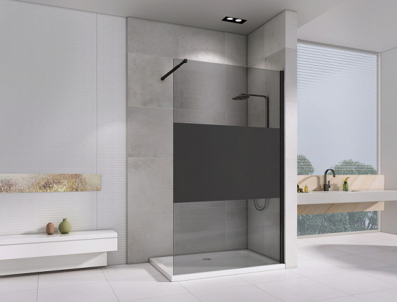 Душевая перегородка Abber Immer Offen 100 AG69100BT профиль Черный стекло прозрачное с тонированной полосой Душевая перегородка Abber Immer Offen 100 AG69100BT профиль Черный стекло прозрачное с тонированной полосой