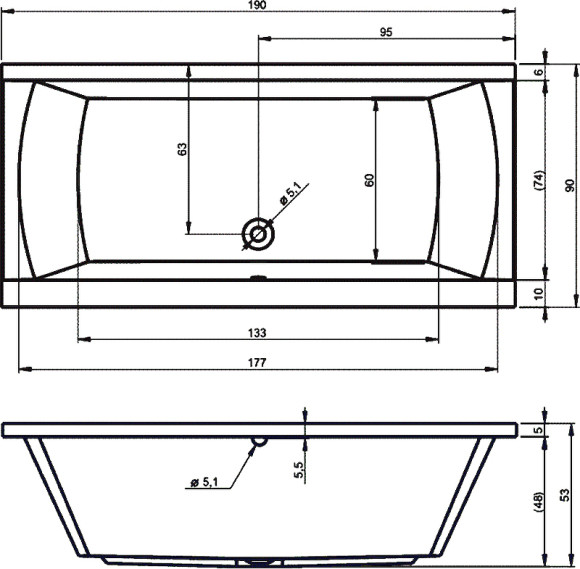 Акриловая ванна Riho Julia 190x90 B023001005 (BA6900500000000) без гидромассажа