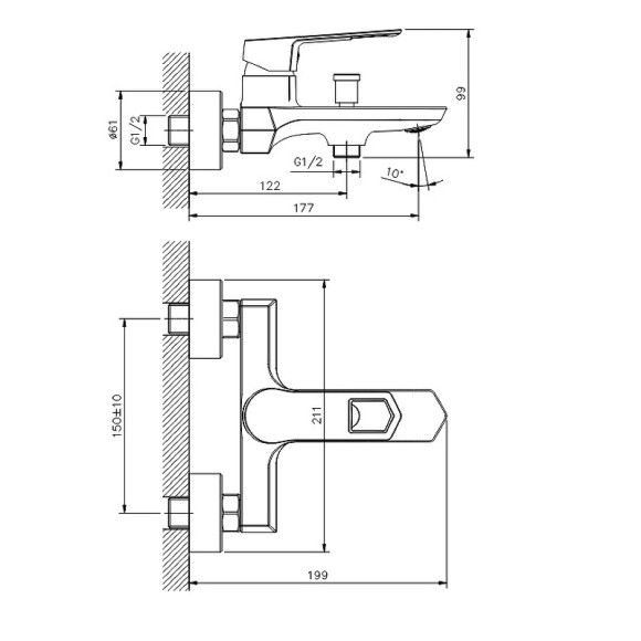 Смеситель для ванны Koller Pool Grace GR0100 Хром
