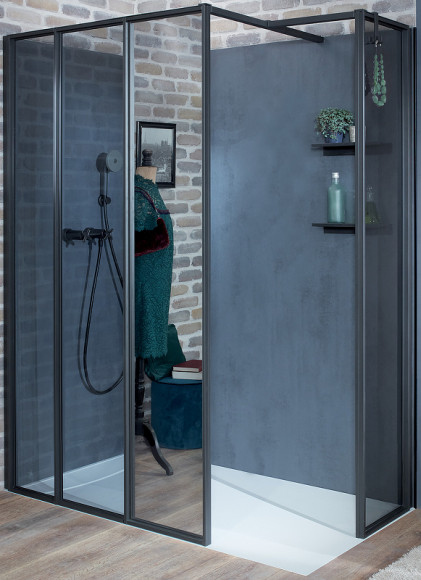 Душевая стенка Jacob Delafon Nouvelle Vague 30 E94WI30-VTG профиль Черный матовый стекло тонированное
