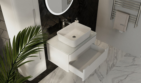 Тумба под раковину Jorno Shine 75 Shi.01.75/P/W подвесная Белая