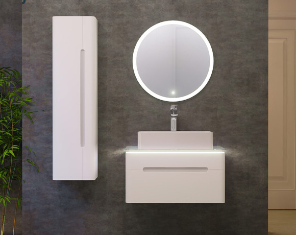 Тумба под раковину Jorno Shine 75 Shi.01.75/P/W подвесная Белая