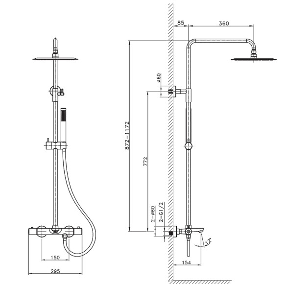 Душевая система Raiber Graceful RP-007 с термостатом Хром Душевая система Raiber Graceful RP-007 с термостатом Хром