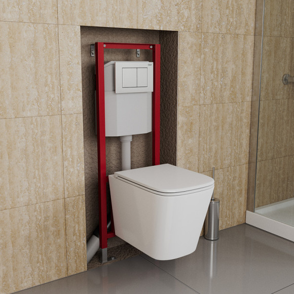 Инсталляция D&K DI8640116 для унитаза с Белой клавишей смыва Инсталляция D&K DI8640116 для унитаза с Белой клавишей смыва