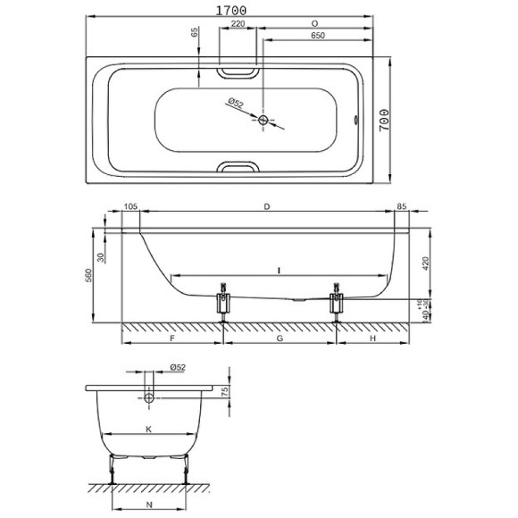 Стальная ванна Bette Select 170x70 3411-000 PLUS с шумоизоляцией и антигрязевым покрытием Стальная ванна Bette Select 170x70 3411-000 PLUS с шумоизоляцией и антигрязевым покрытием