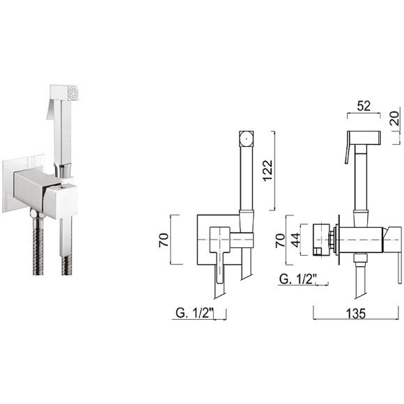 Гигиенический душ со смесителем Giulini Pablolux FSH20 Хром