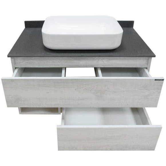 Тумба с раковиной Comforty Прага 90 00-00014424 подвесная Дуб белый Белая глянцевая Графит Тумба с раковиной Comforty Прага 90 00-00014424 подвесная Дуб белый Белая глянцевая Графит