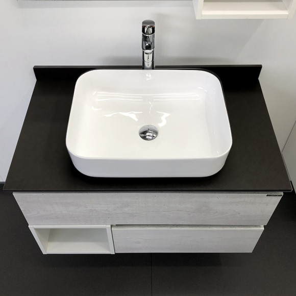 Тумба с раковиной Comforty Прага 90 00-00014424 подвесная Дуб белый Белая глянцевая Графит Тумба с раковиной Comforty Прага 90 00-00014424 подвесная Дуб белый Белая глянцевая Графит