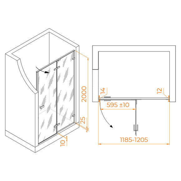 Душевая дверь RGW Stilvoll SV-004 120 353200412-11 профиль Хром стекло прозрачное