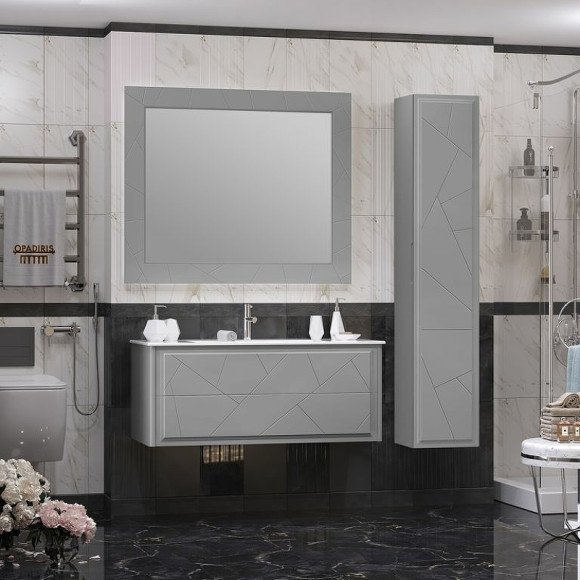 Зеркало Opadiris Луиджи 120 00-00007194 с подсветкой Серое матовое с бесконтактным выключателем и подогревом