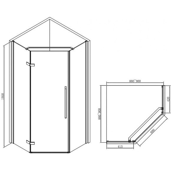 Душевой уголок Abber 90х90 AG05090B фурнитура Черная стекло прозрачное Душевой уголок Abber 90х90 AG05090B фурнитура Черная стекло прозрачное