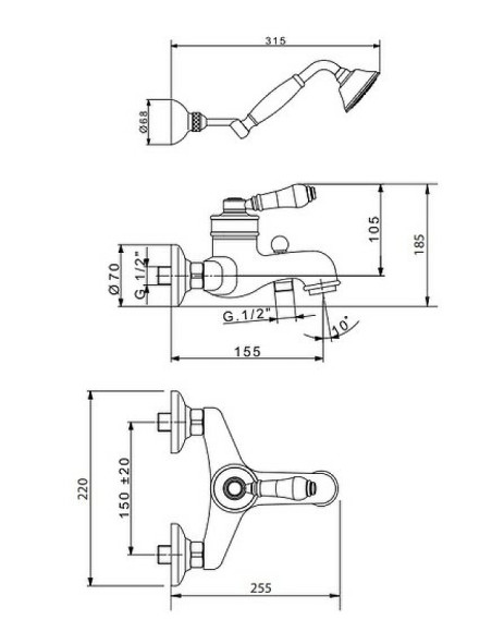 Смеситель для ванны Migliore Ermitage 18627 Золото