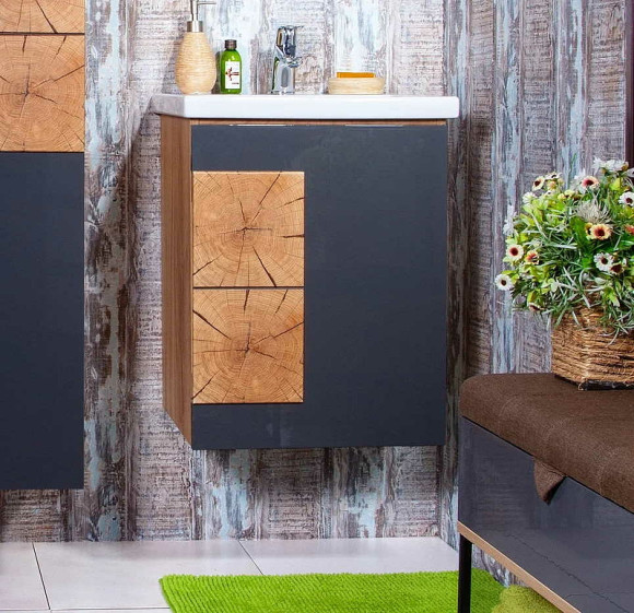 Тумба под раковину Бриклаер Форест 50 4627125414640 подвесная Дуб золотой Антрацит Тумба под раковину Бриклаер Форест 50 4627125414640 подвесная Дуб золотой Антрацит