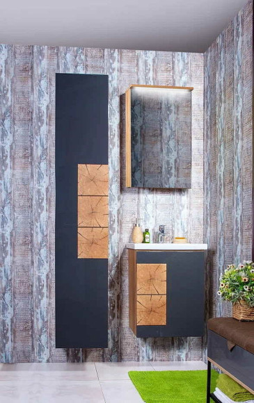 Тумба под раковину Бриклаер Форест 50 4627125414640 подвесная Дуб золотой Антрацит Тумба под раковину Бриклаер Форест 50 4627125414640 подвесная Дуб золотой Антрацит