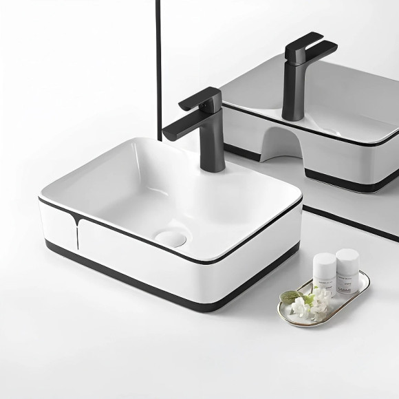 Раковина-чаша Point Аврора 49 PN43103WB Белая с чёрным Раковина-чаша Point Аврора 49 PN43103WB Белая с чёрным