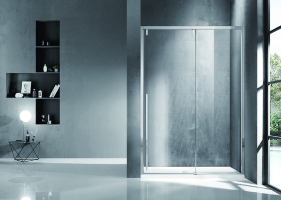 Душевая дверь Bravat Slim Line 120 BD120.4105A профиль Хром стекло прозрачное