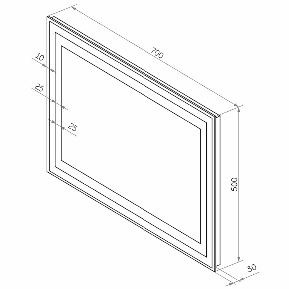 Зеркало Континент Торрес Люкс 700х500 ЗЛП1532 с подсветкой с механический выключателем