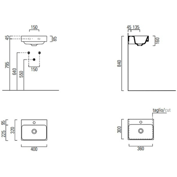 Раковина GSI Nubes 40 9684111 Белая Раковина GSI Nubes 40 9684111 Белая
