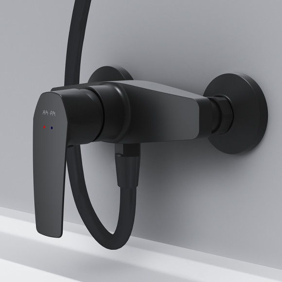 Комплект душевого уголка с душевой системой и аксессуарами AM.PM Gem 90x90 WK90EN профиль Черный матовый стекло прозрачное Комплект душевого уголка с душевой системой и аксессуарами AM.PM Gem 90x90 WK90EN профиль Черный матовый стекло прозрачное