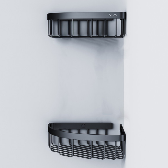 Комплект душевого уголка с душевой системой и аксессуарами AM.PM Gem 90x90 WK90EN профиль Черный матовый стекло прозрачное Комплект душевого уголка с душевой системой и аксессуарами AM.PM Gem 90x90 WK90EN профиль Черный матовый стекло прозрачное