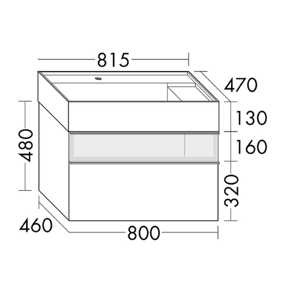 Тумба с раковиной Burgbad Yumo 80 SFMX082 F3194 C0001*1 подвесная Серая