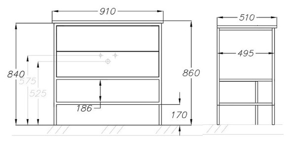 Тумба под раковину Opadiris Треви 90 00-00003872 Серая матовая Тумба под раковину Opadiris Треви 90 00-00003872 Серая матовая