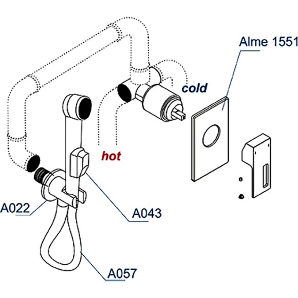 Гигиенический душ со смесителем WasserKRAFT Alme A01557 Хром