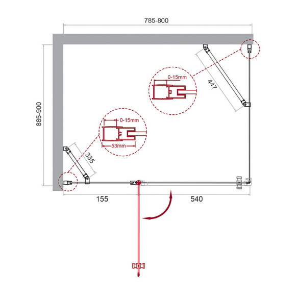 Душевой уголок BelBagno Etna 80х90 ETNA-AH-12-80/90-C-Cr профиль Хром стекло прозрачное
